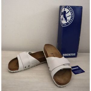 Birkenstock 1024226 WMN Sz 9 Antique White Suede Leather Oita Slide Sandals